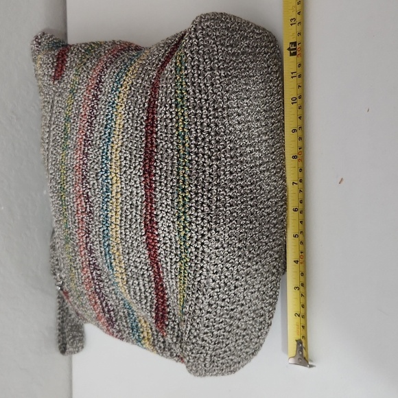 The Sak womens shoulder bag crochet neutral gray stripes - Picture 14 of 17